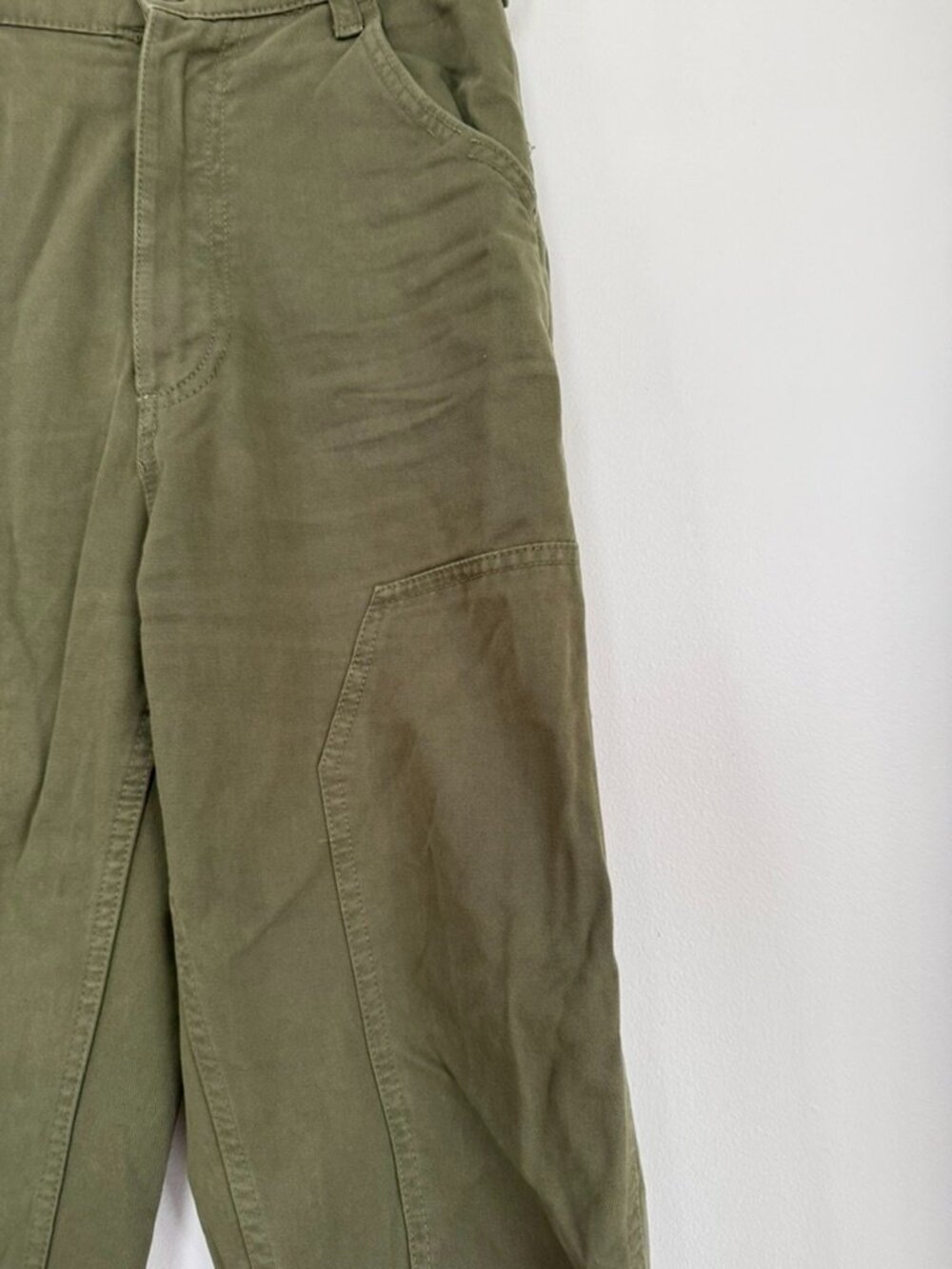Zara Olive Green Utility Cargo Pants High Waist Straight Leg Size 4 - Picture 6 of 8